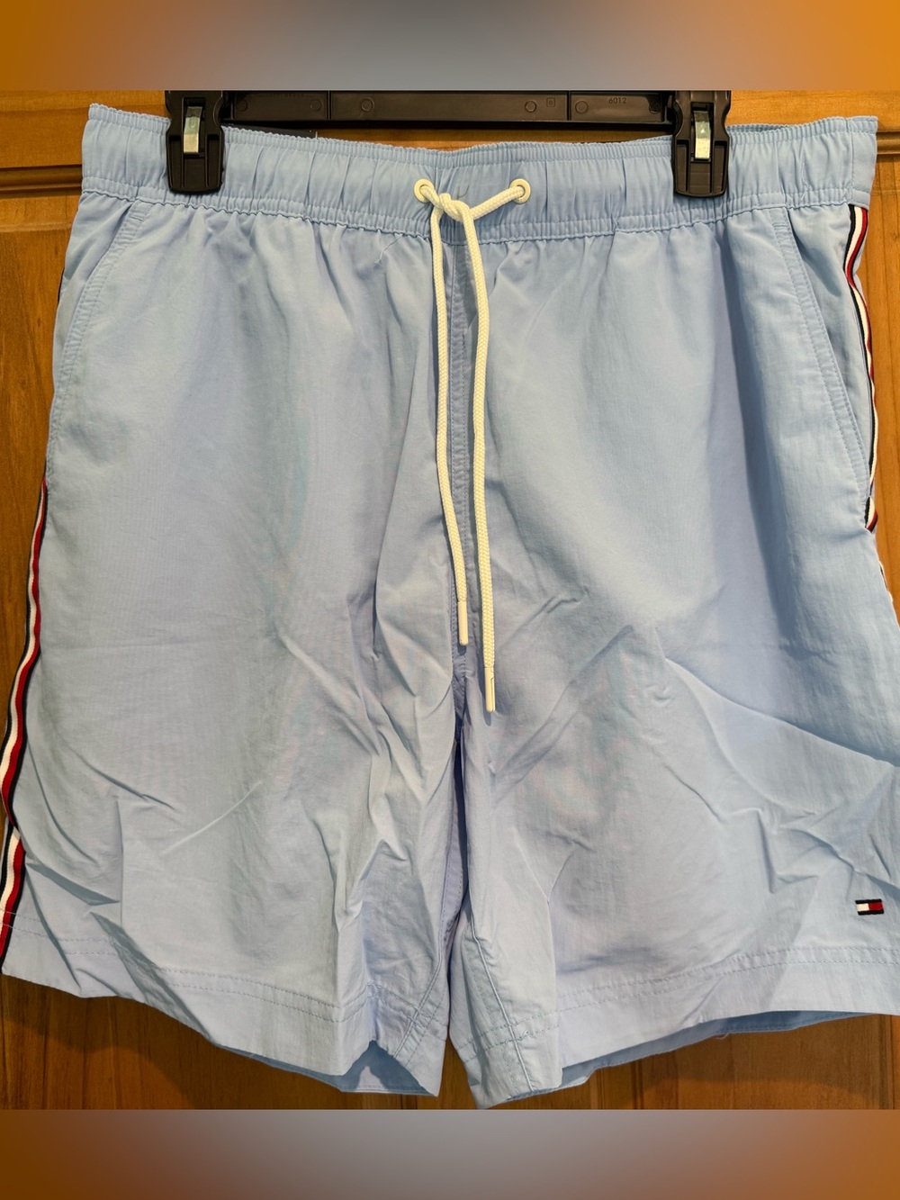 Tommy Hilfiger Light Blue Men's Swim Trunks with Side Stripe
